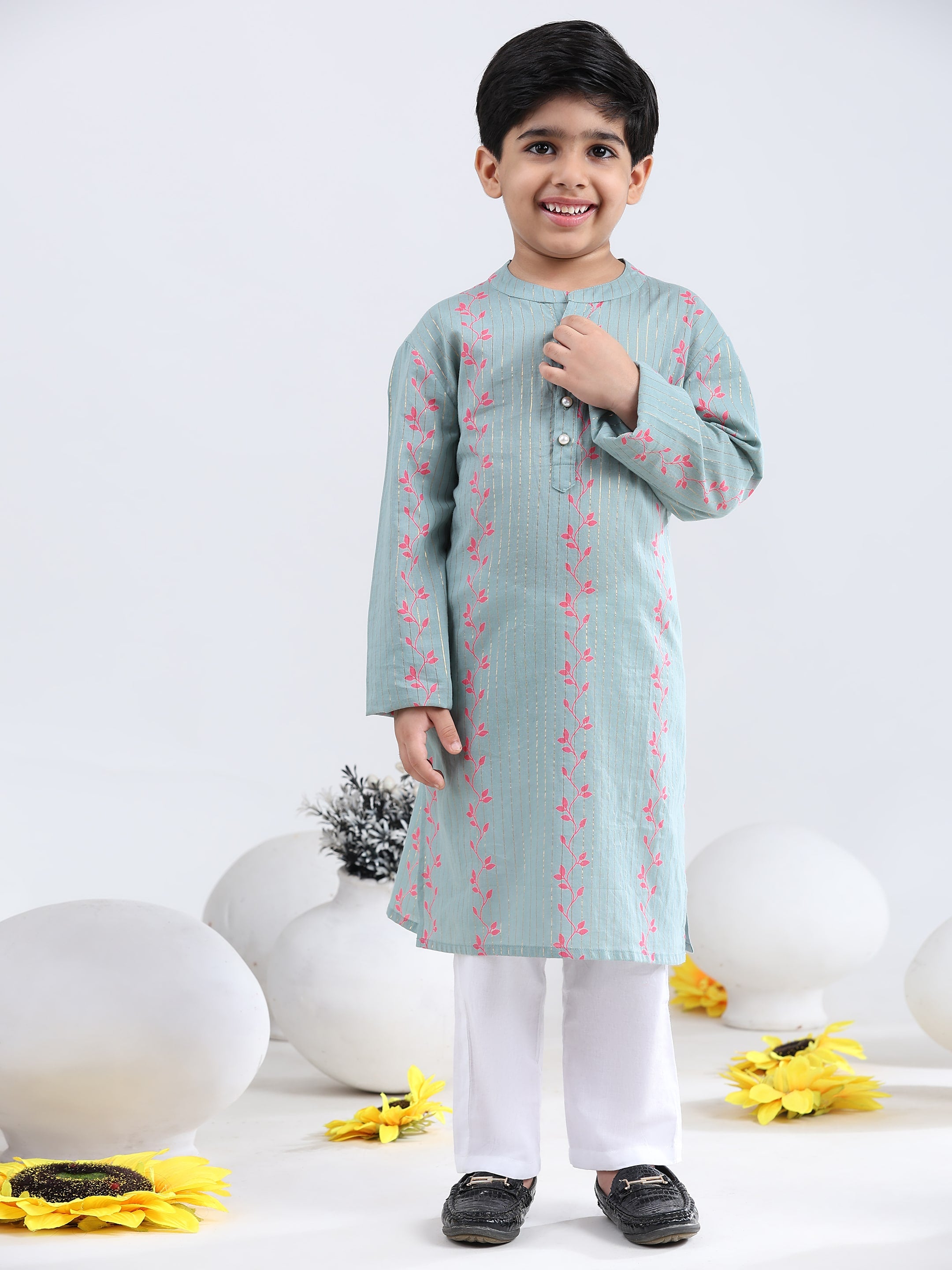 Baby Boy Ethnic Wear Cotton Kurta Payjama Suit (K1051)