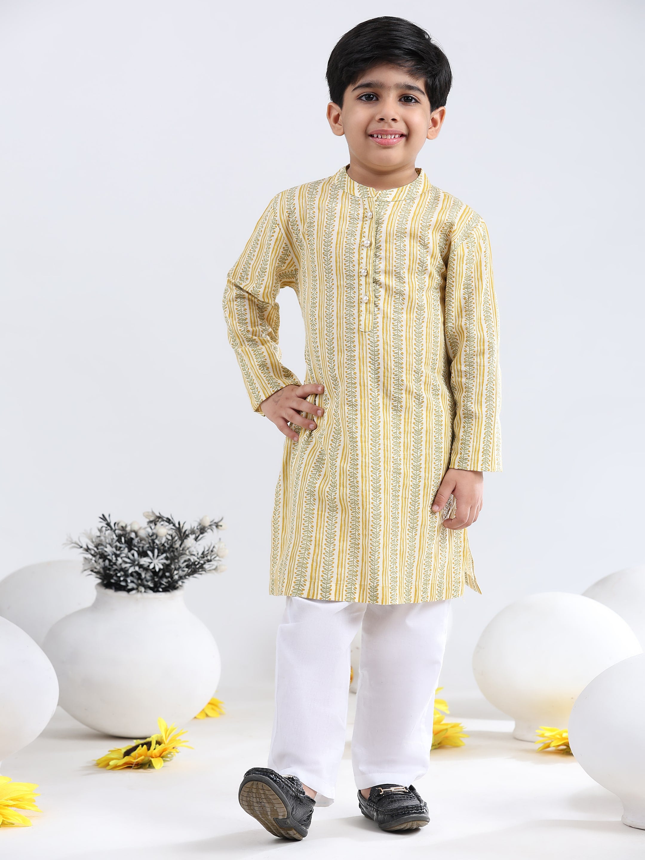 Baby Boy Ethnic Wear Cotton Kurta Payjama Suit (K1050)