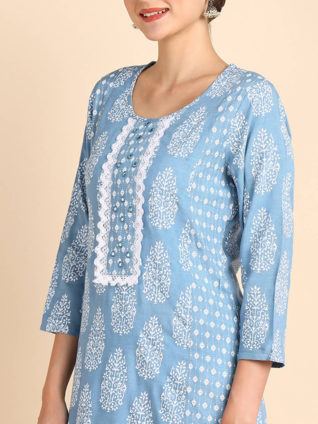 Women Embroidered Printed Rayon Straight Kurta (W1507)