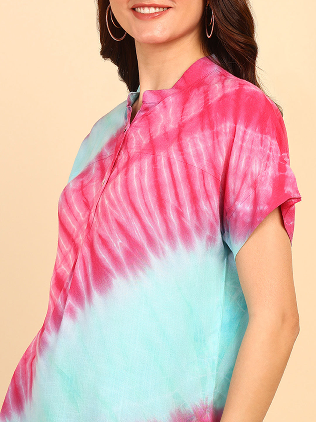 Hand Tie Dyed Sea Green Top for Women (W1528)