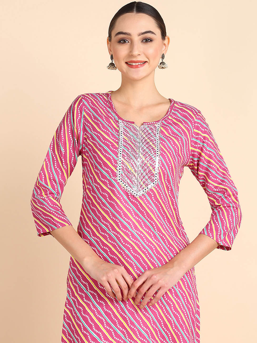 Women Embroidered Printed Rayon Straight Kurta (W1508)