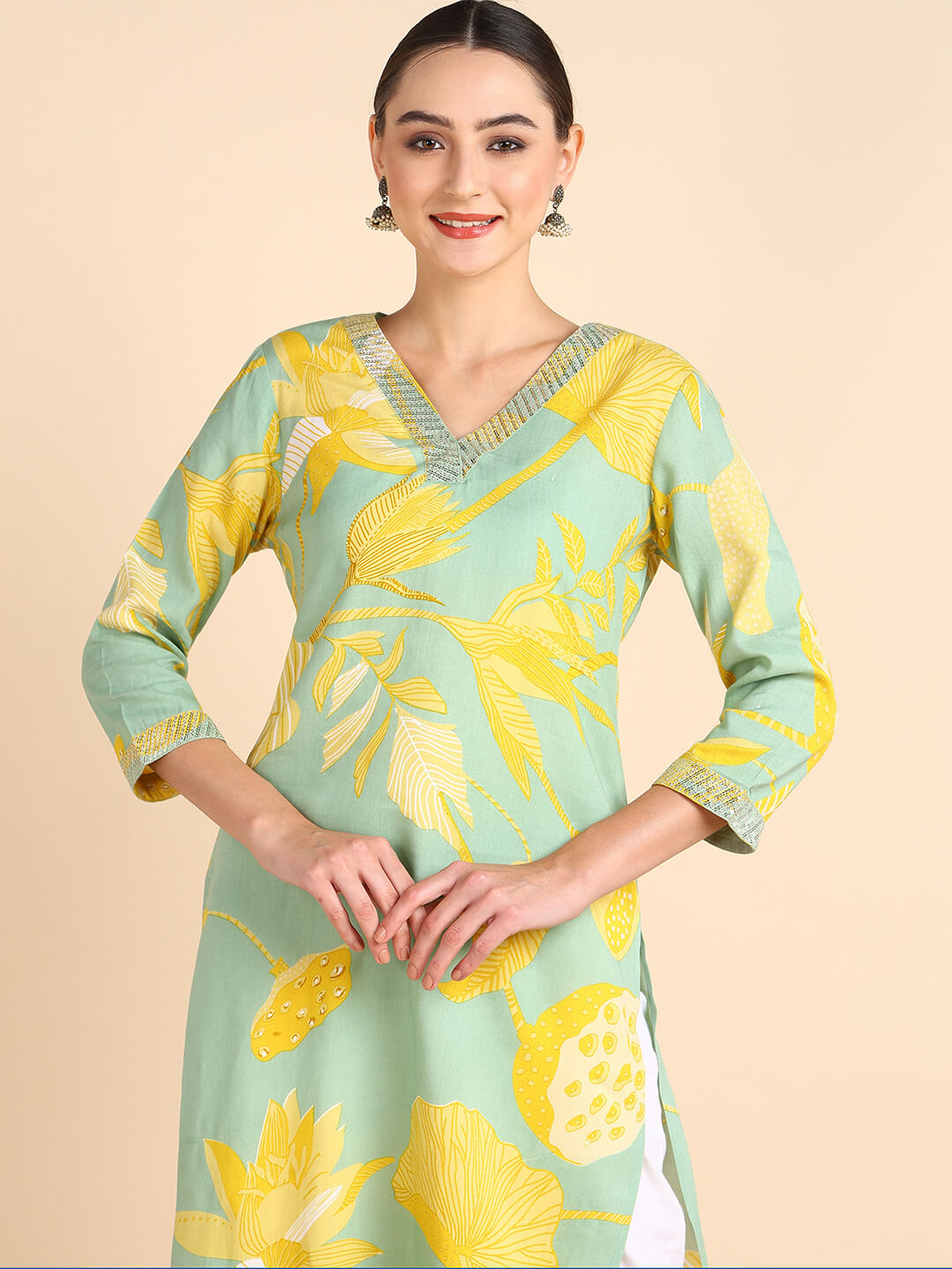 Women Embroidered Printed Rayon Straight Kurta (W1506)