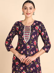 Women Embroidered Printed Rayon Straight Kurta (W1501)