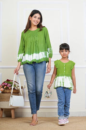 Hand Tie Dyed Mother Daughter Top Combo Green (COMBOMD9002)