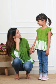 Hand Tie Dyed Mother Daughter Top Combo Green (COMBOMD9002)