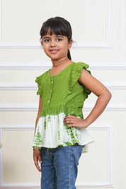 Hand Tie Dyed Mother Daughter Top Combo Green (COMBOMD9002)