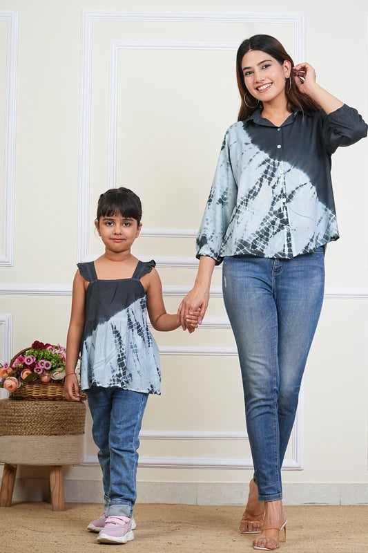 Hand Tie Dyed Mother Daughter Top Combo Grey (COMBOMD9003)