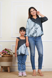 Hand Tie Dyed Mother Daughter Top Combo Grey (COMBOMD9003)