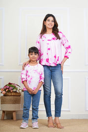 Hand Tie Dyed Mother Daughter Top Combo Pink (COMBOMD9004)