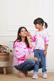 Hand Tie Dyed Mother Daughter Top Combo Pink (COMBOMD9004)