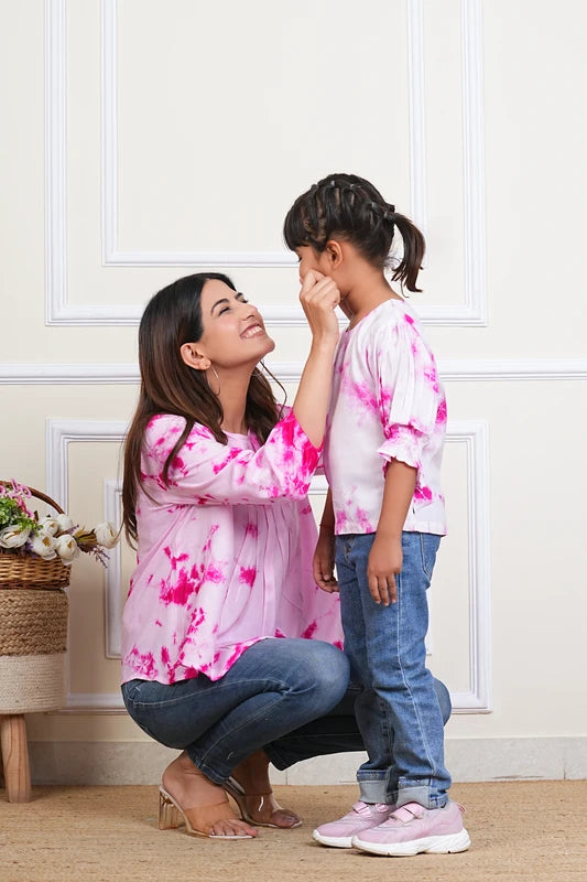 Hand Tie Dyed Mother Daughter Top Combo Pink (COMBOMD9004)