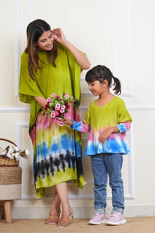 Hand Tie Dyed Mother Daughter Dress Combo Pink (COMBOMD9005)