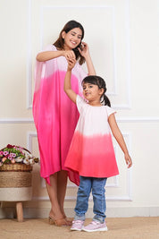 Hand Tie Dyed Mother Daughter Dress Combo Pink (COMBOMD9007)