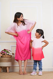 Hand Tie Dyed Mother Daughter Dress Combo Pink (COMBOMD9007)