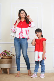 Hand Tie Dyed Mother Daughter Top Combo Red (COMBOMD9008)