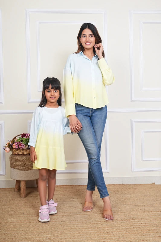 Mother Daughter Hand Dyed Twinning Dress Yellow (COMBOMD9010)