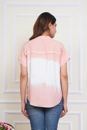 Hand Tie Dyed Mother Daughter Top Combo Peach And White (COMBOMD9017)