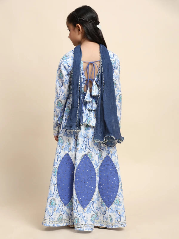 Ethnic Wear Brother Sister Top Bottom Combo Set Blue (COMBOBS9052)