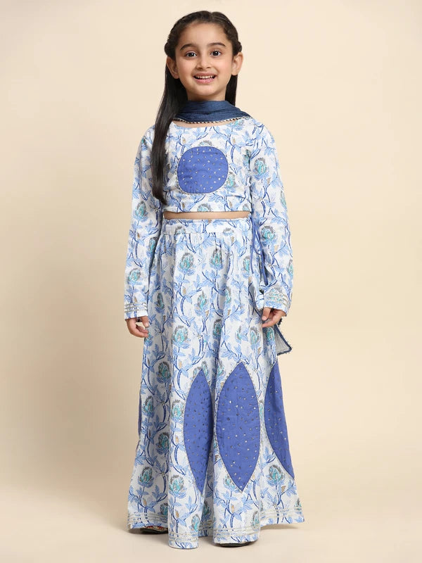 Ethnic Wear Brother Sister Top Bottom Combo Set Blue (COMBOBS9052)