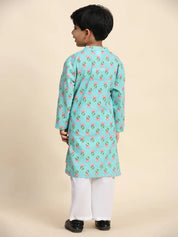 Ethnic Wear Brother Sister Top Bottom Combo Set Green (COMBOBS9053)