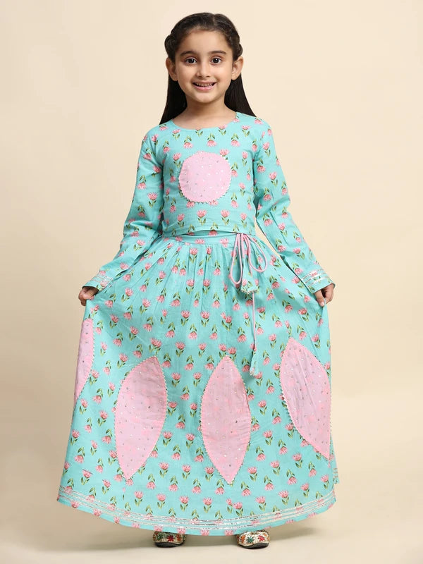 Ethnic Wear Brother Sister Top Bottom Combo Set Green (COMBOBS9053)