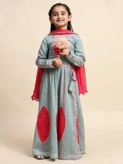 Ethnic Wear Brother Sister Top Bottom Combo Set Grey (COMBOBS9054)