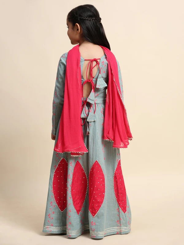 Ethnic Wear Brother Sister Top Bottom Combo Set Grey (COMBOBS9054)