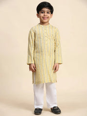 Ethnic Wear Brother Sister Top Bottom Combo Set Yellow (COMBOBS9055)