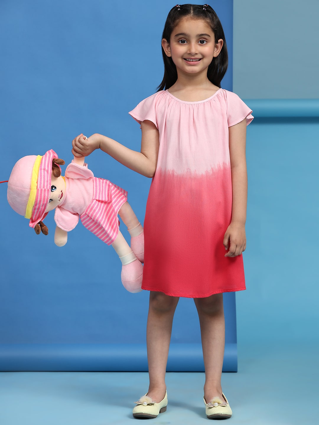 Hand Dyed Rayon Frill Dress for Girls (K1029)