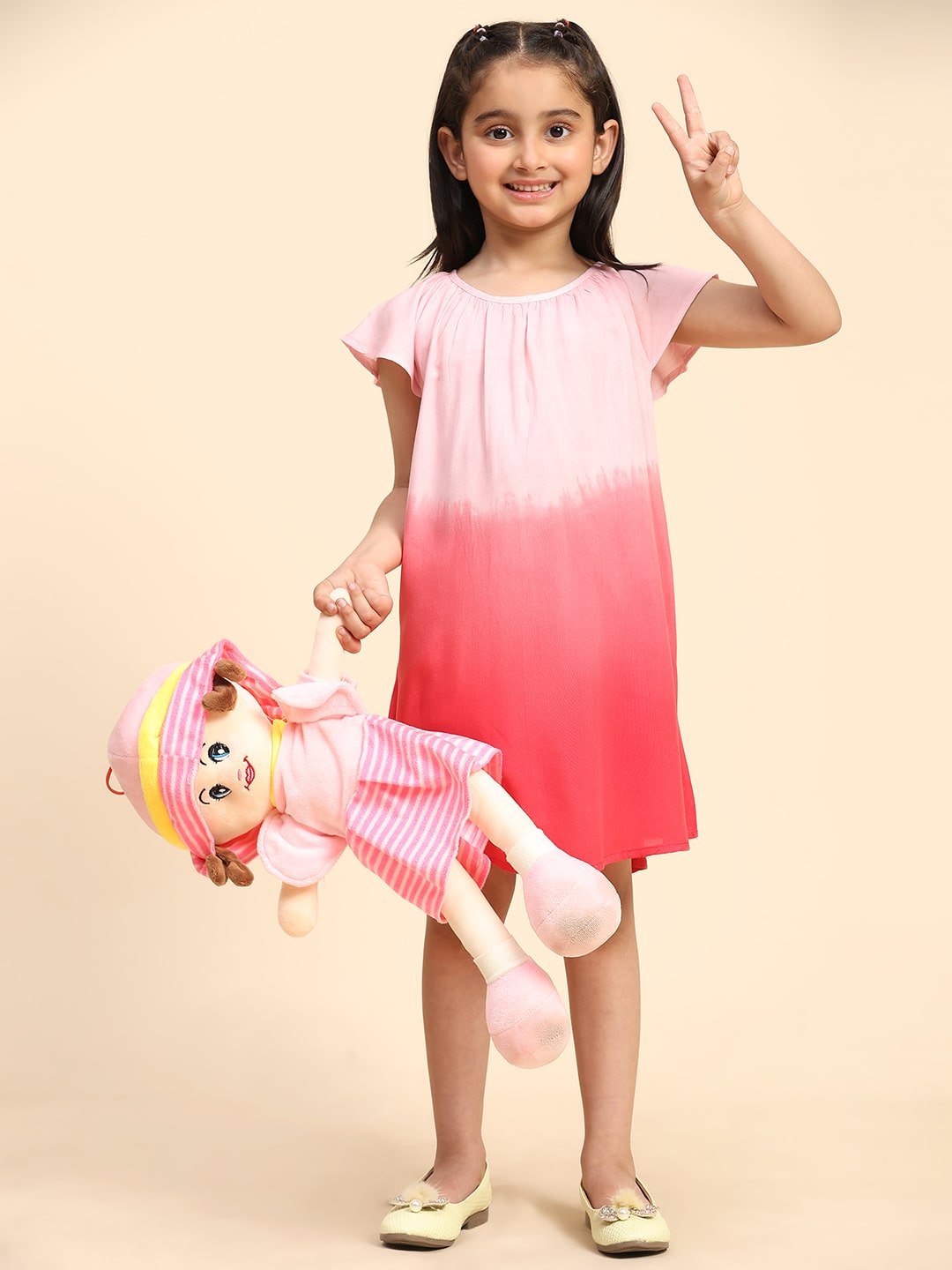 Hand Dyed Rayon Frill Dress for Girls (K1029)