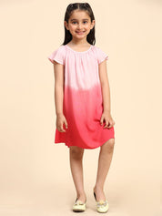 Hand Dyed Rayon Frill Dress for Girls (K1029)