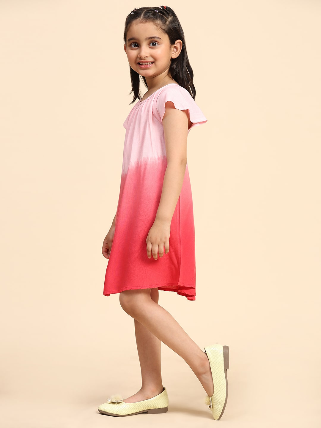 Hand Dyed Rayon Frill Dress for Girls (K1029)