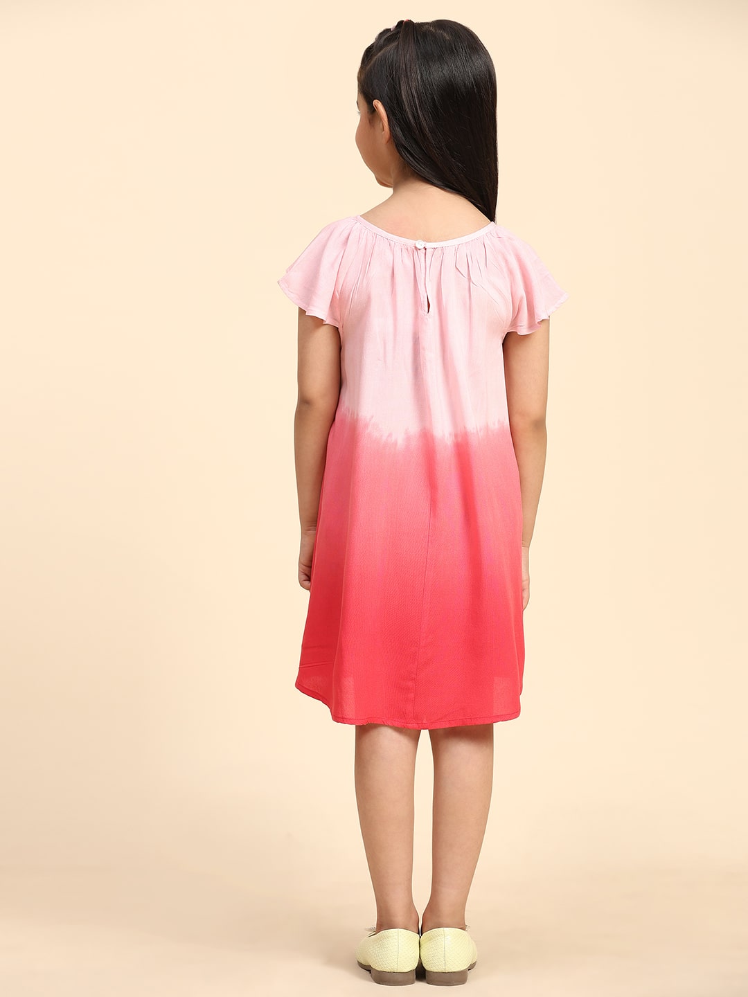 Hand Dyed Rayon Frill Dress for Girls (K1029)