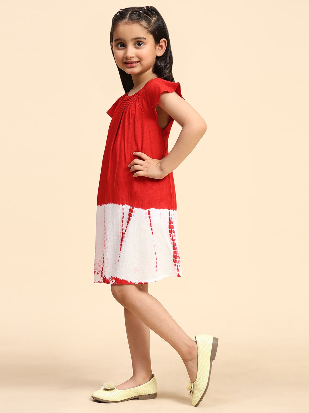 Hand Dyed Rayon Frill Dress for Girls (K1030)