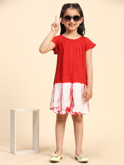 Hand Dyed Rayon Frill Dress for Girls (K1030)