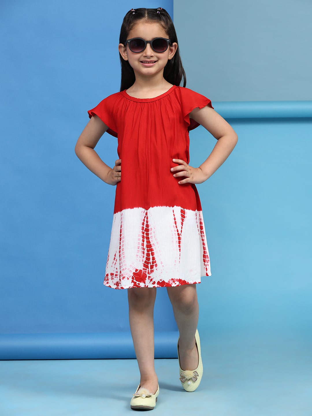 Hand Dyed Rayon Frill Dress for Girls (K1030)