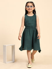 Cotton Fit and Flare Plain Dress for Girls (K1017)