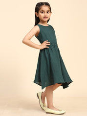 Cotton Fit and Flare Plain Dress for Girls (K1017)