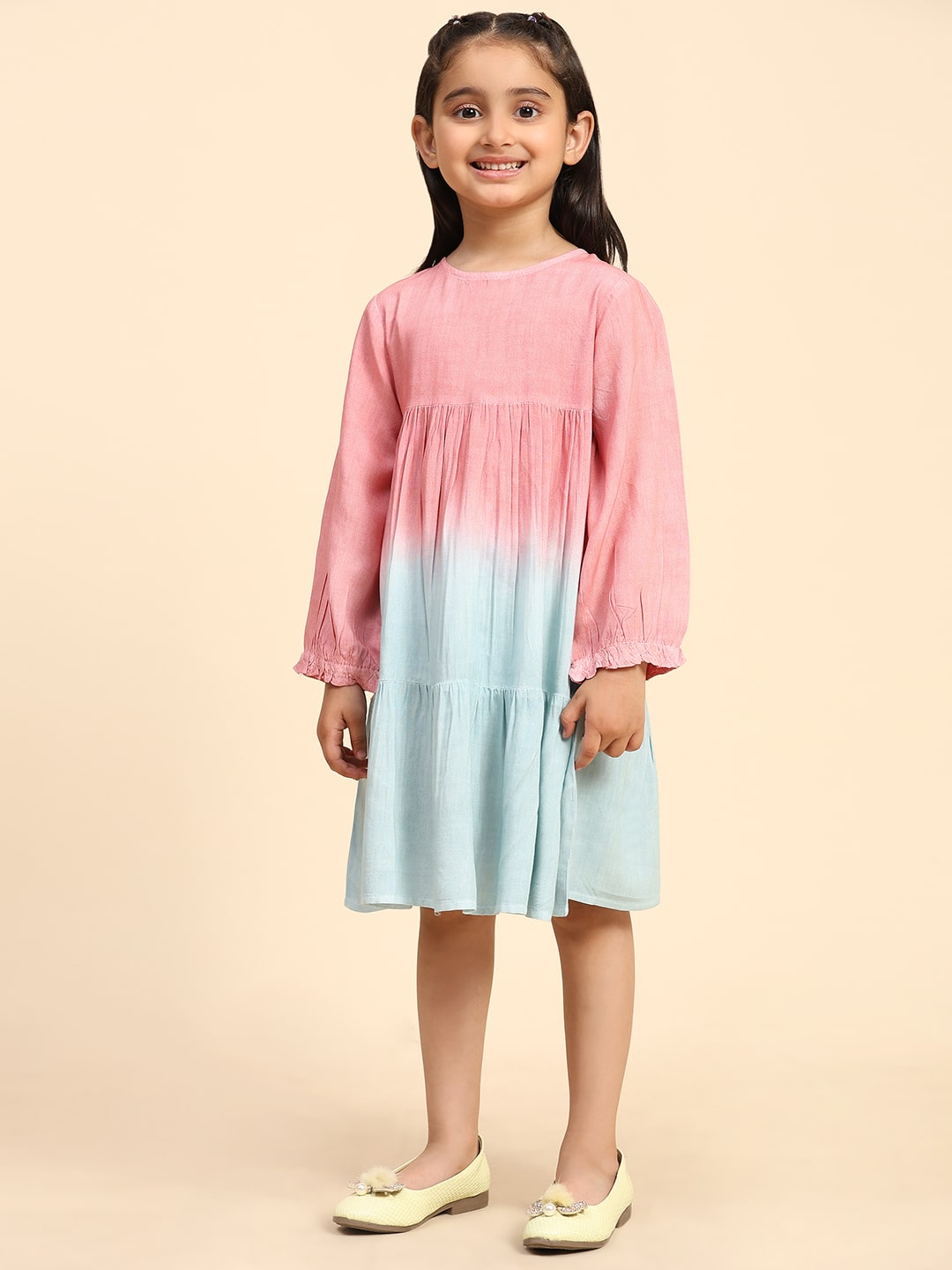 Hand Dyed Rayon Frock Dress for Girls (K1035)