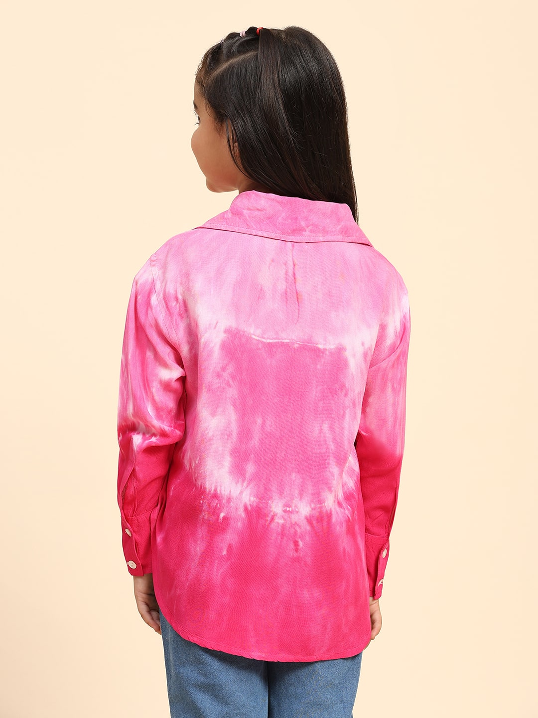 Hand Tie Dyed Collar Shirt for Girls (K1009)