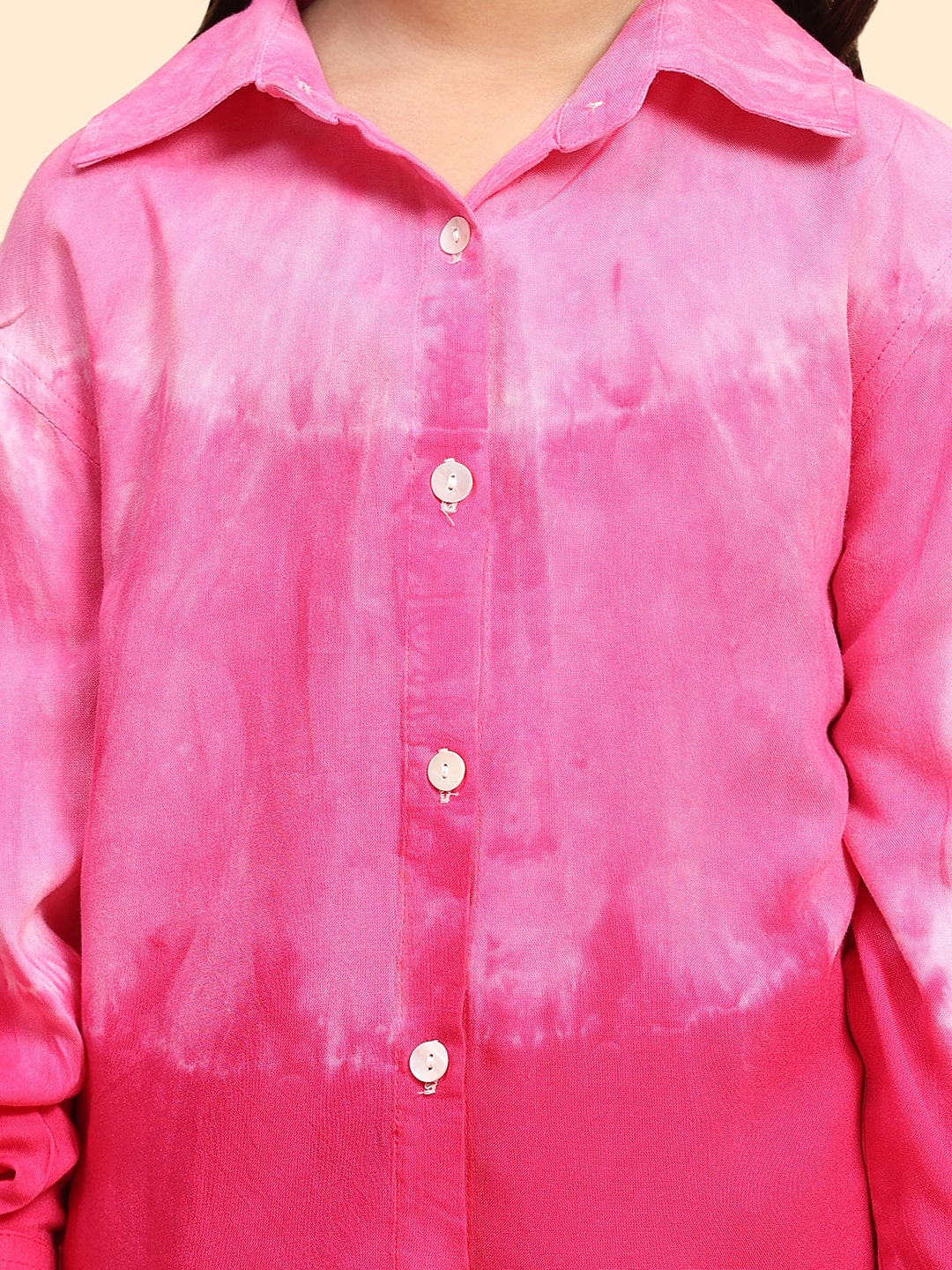 Hand Tie Dyed Collar Shirt for Girls (K1009)