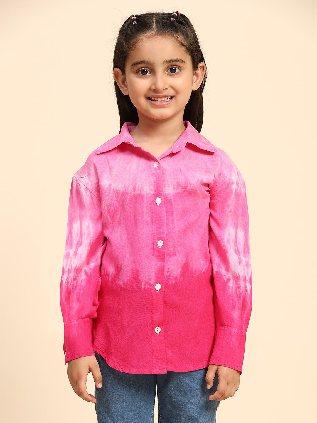 Hand Tie Dyed Collar Shirt for Girls (K1009)