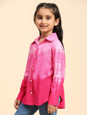 Hand Tie Dyed Collar Shirt for Girls (K1009)