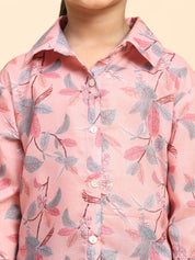 Cotton Printed Collar Shirt for Girls (K1011)