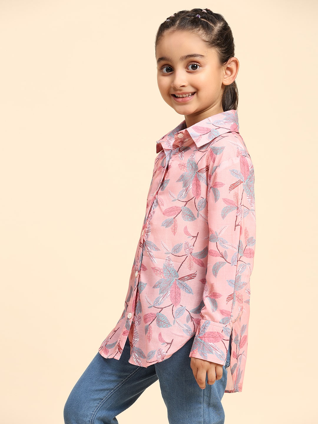 Cotton Printed Collar Shirt for Girls (K1011)