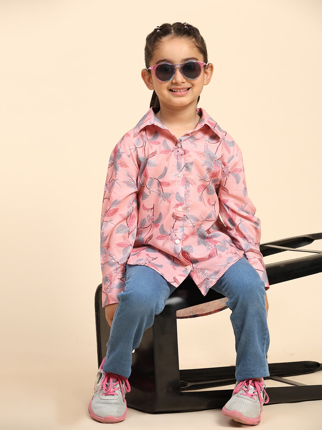 Cotton Printed Collar Shirt for Girls (K1011)