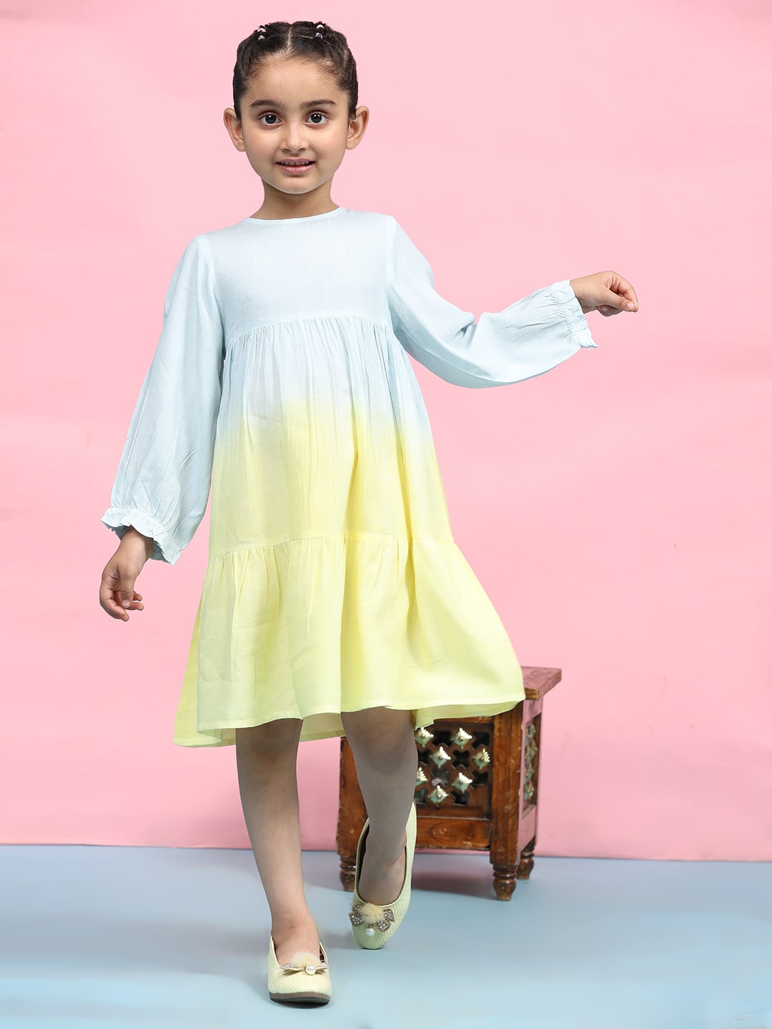 Hand Dyed Rayon Frock Dress for Girls (K1036)