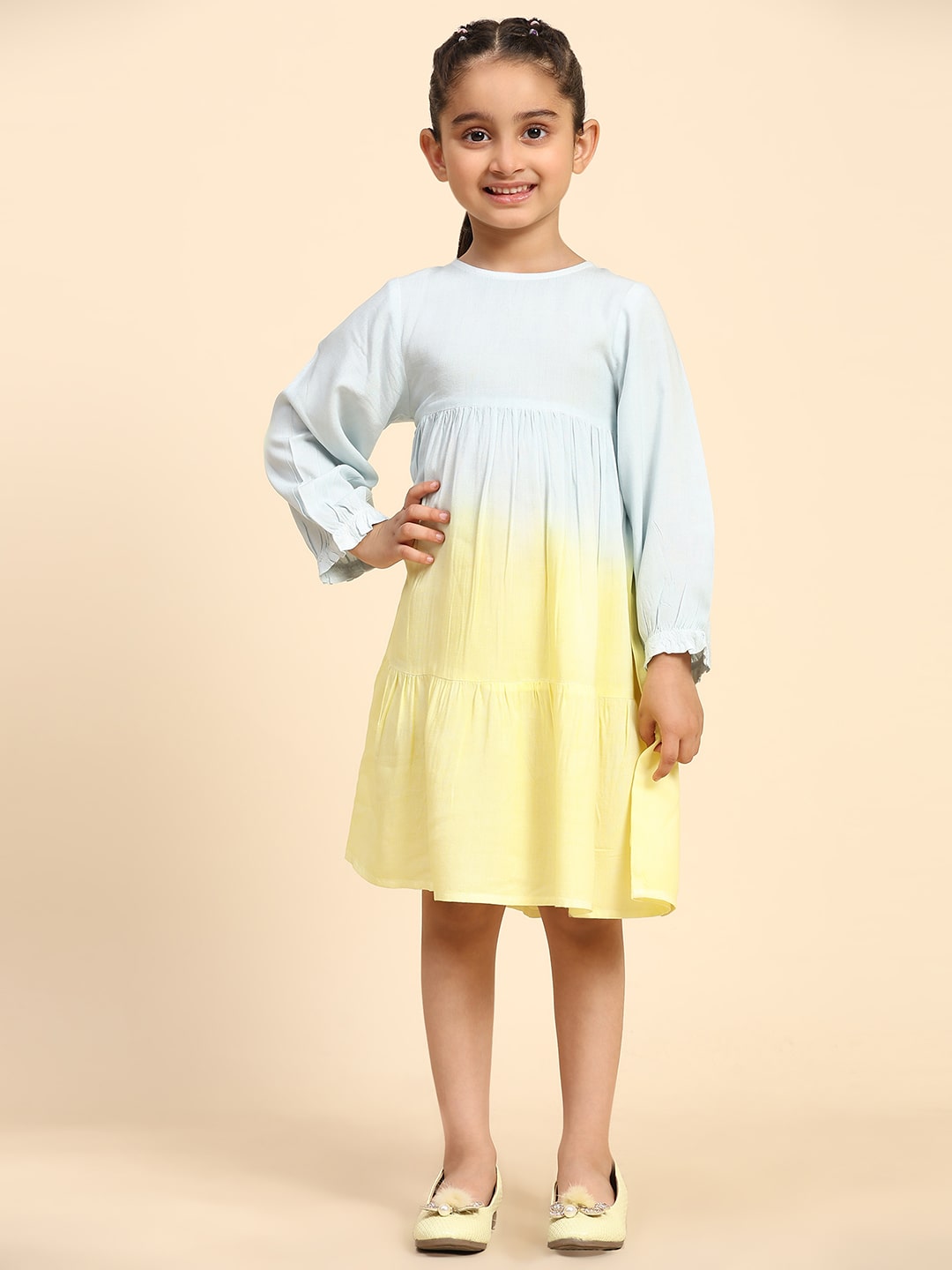 Hand Dyed Rayon Frock Dress for Girls (K1036)