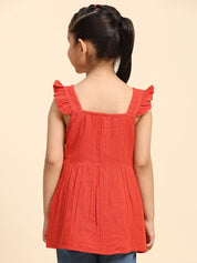 Cotton Frill Shoulder Plain Top for Girls (K1007)