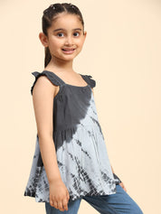 Hand Tie Dyed Frill Shoulder Top for Girls (K1006)